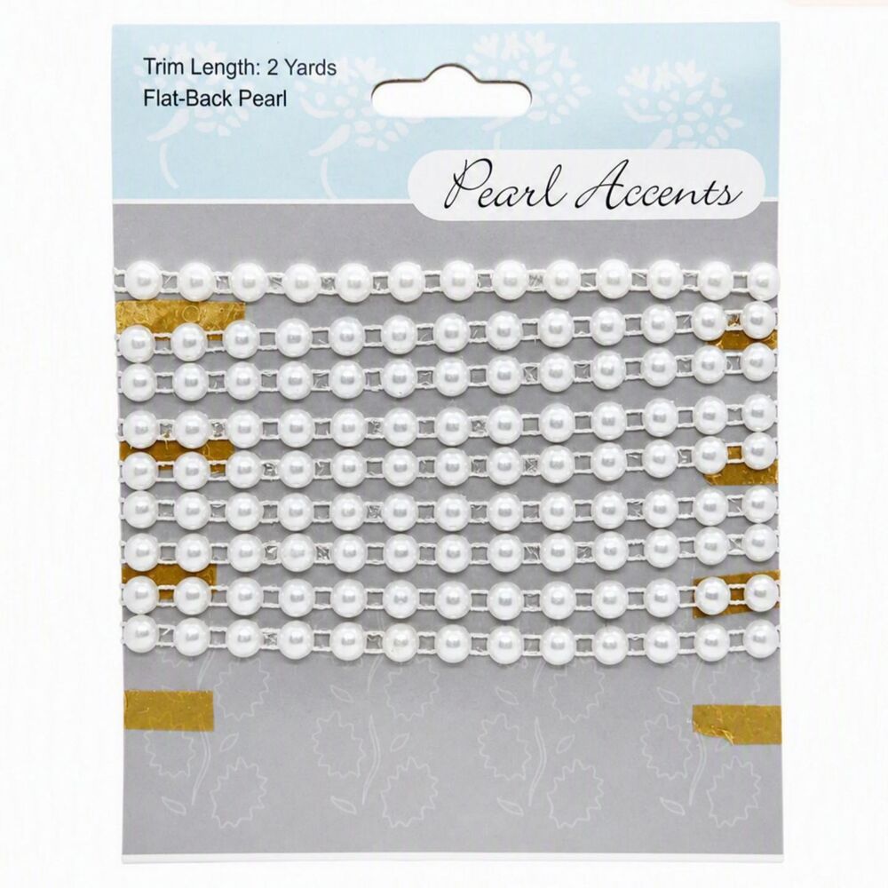 Flat Back White Faux Pearl Accent String 2 yds DIY Arts & Crafts Wedding Decor